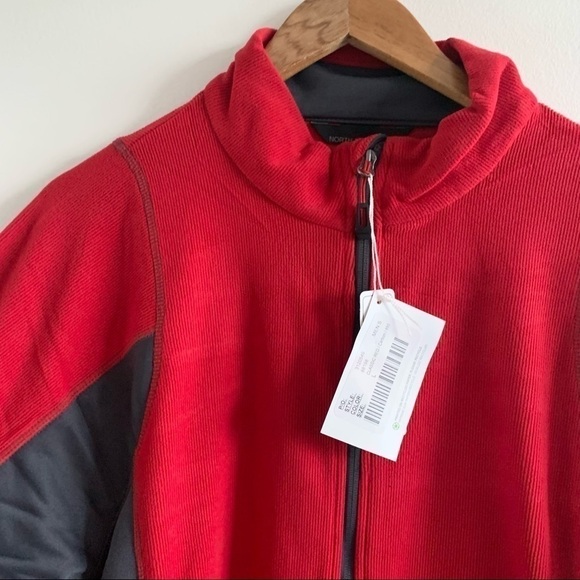 NWT Textured Fleece Jacket Classic Gray Red Pullover Corduroy - Picture 6 of 13